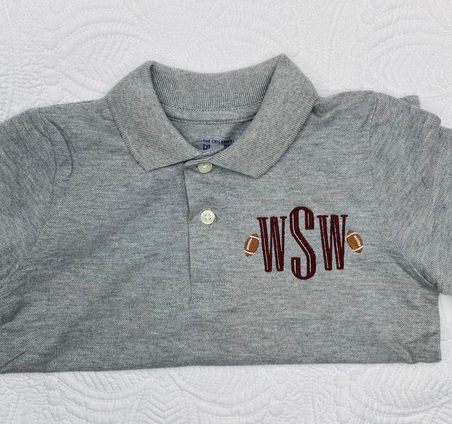 Monogramed Football Polo Shirts for Boys