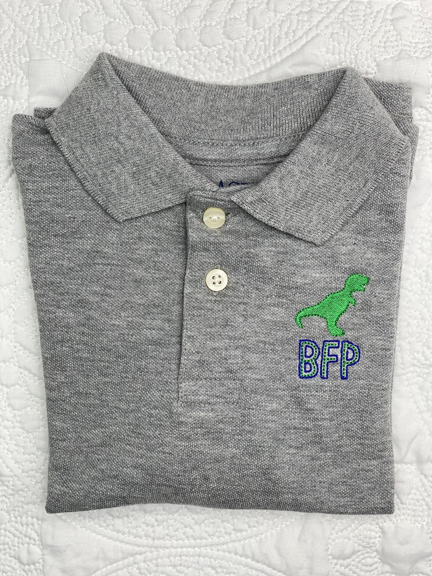 Boys Dinosaur Monogram Polo Design