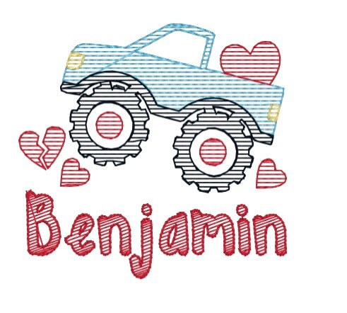 Boys Monster Truck Valentine's Day Polo Design
