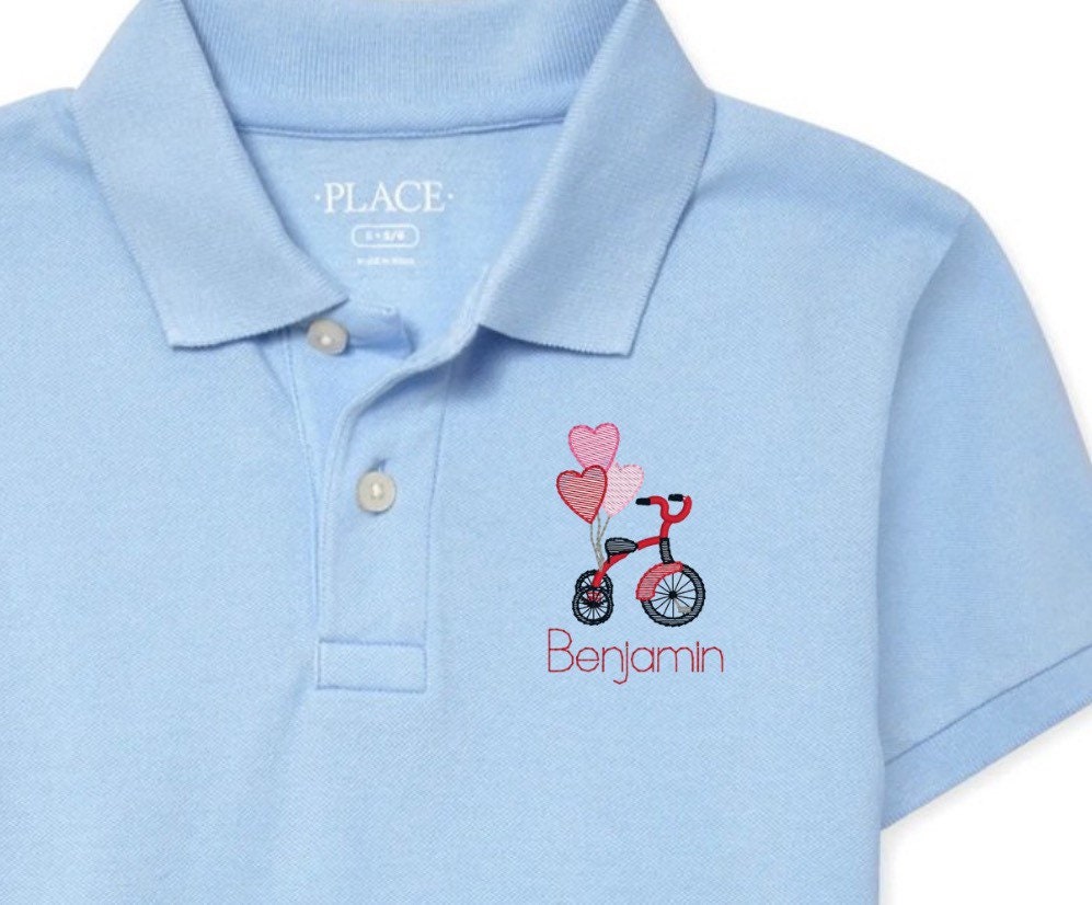 Boys Valentine’s Day Tricycle Monogram Polo Design