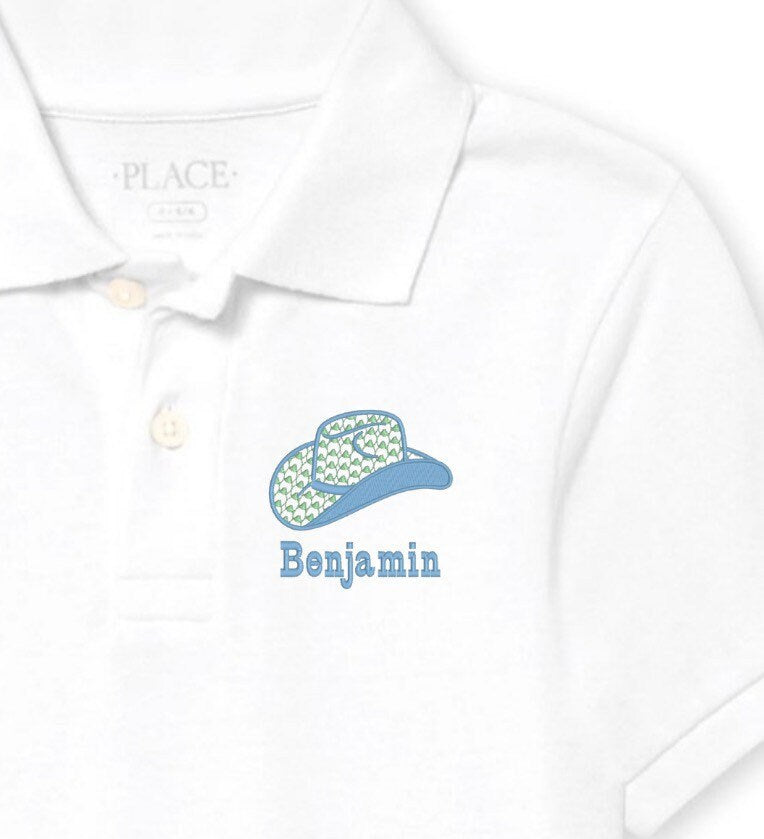 Boys Cowboy Hat Monogram Polo Design