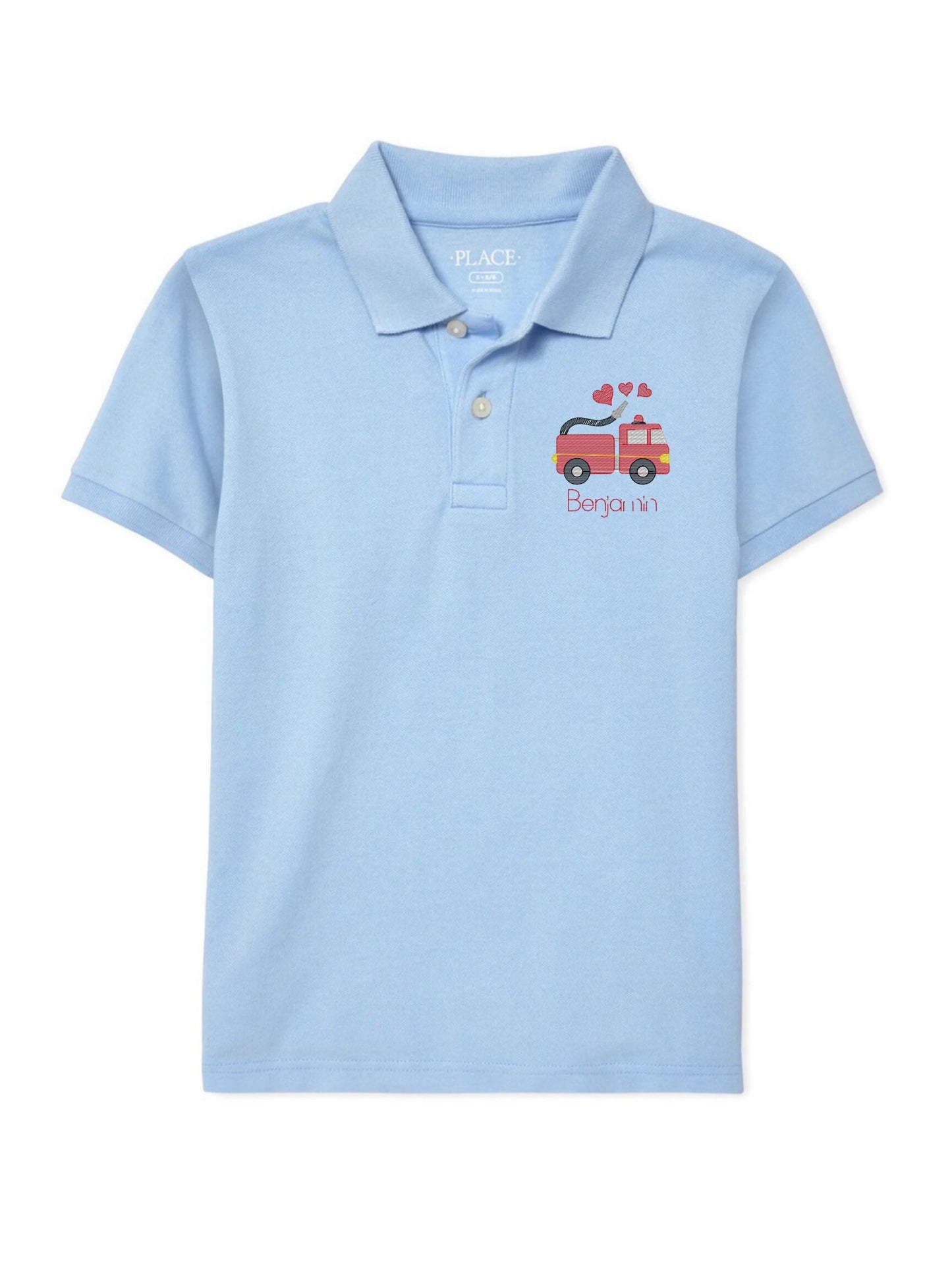 Boys Valentine's Day Fire Truck Polo Design