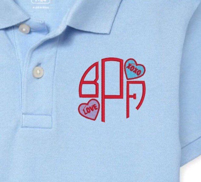 Boys Valentine's Day Candy Hearts Polo Design
