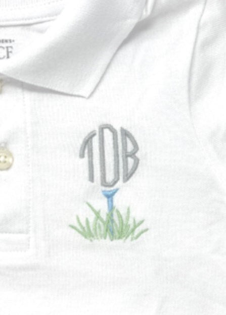 Boys Golf Ball and Tee Monogram Polo Design