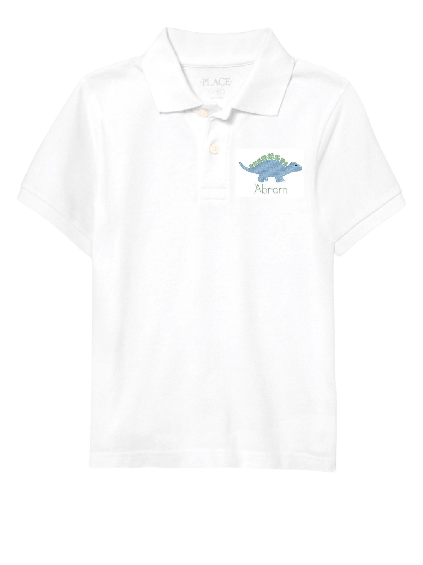 Boys Shamrock Stegosaurus Monogram Polo Design
