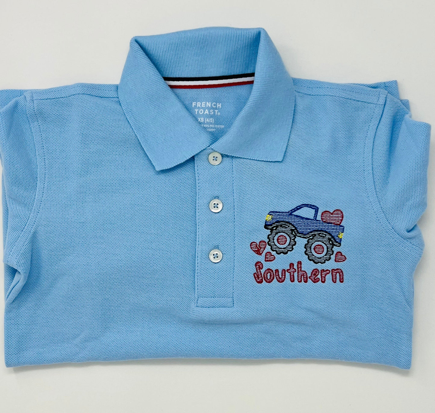 Boys Monster Truck Valentine's Day Polo Design