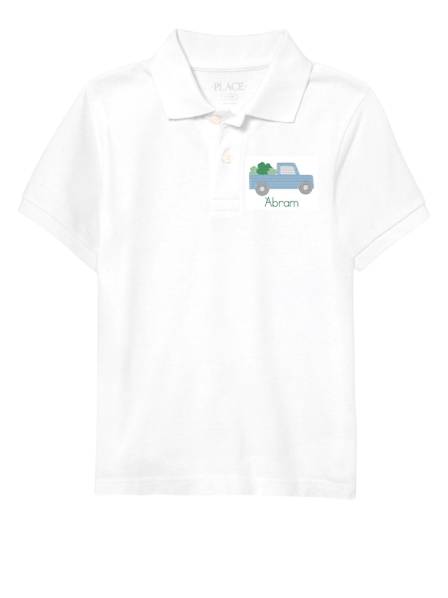 Boys Shamrock Truck Monogram Polo Design