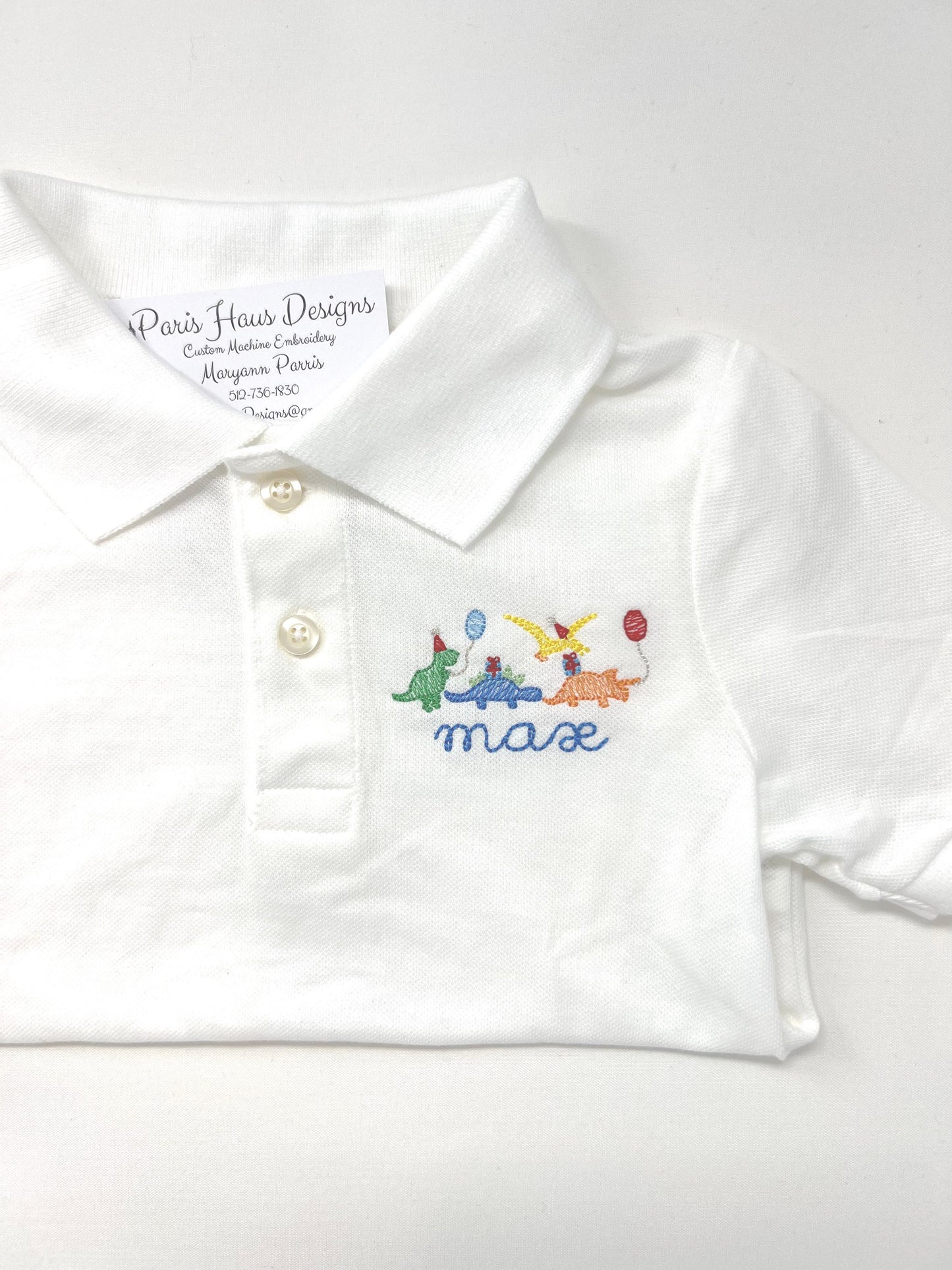 Boys Birthday Dinosaur Monogram Polo Design