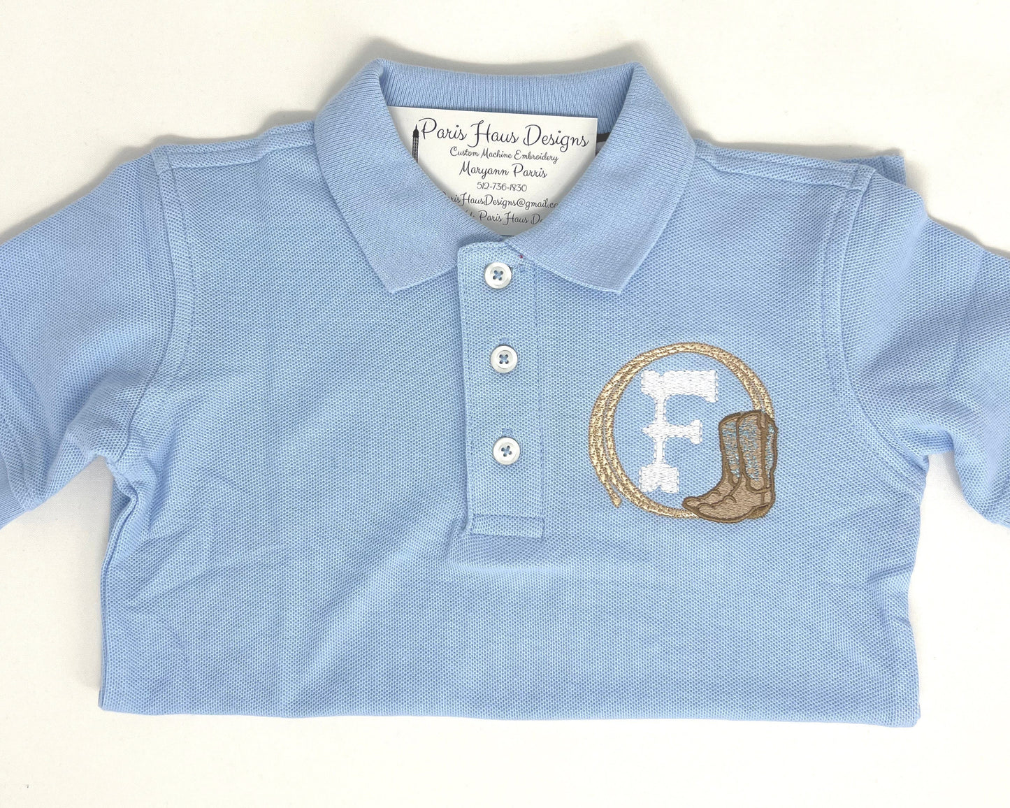 Boys Cowboy Boots & Rope Monogram Polo Design
