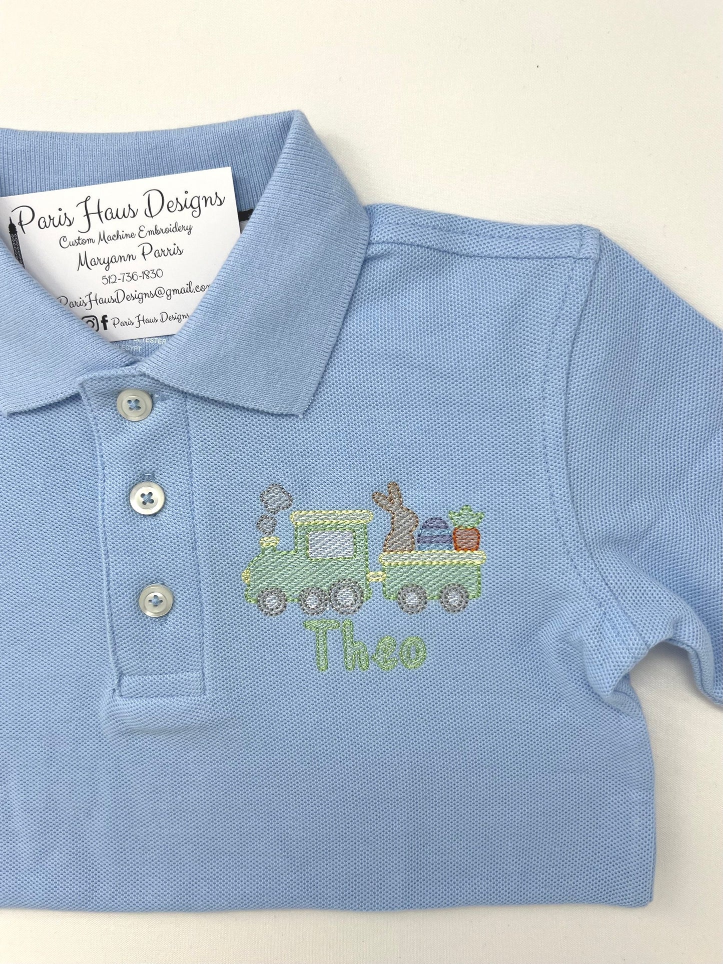 Boys Easter Train Monogram Polo Design