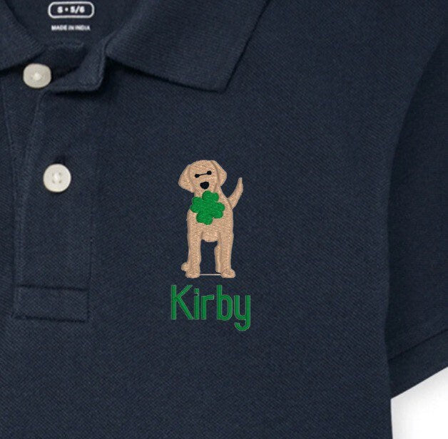Boys Shamrock Dog Monogram Polo Design