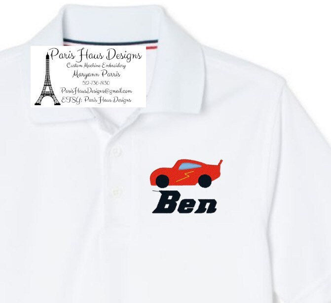Boys Race Car and Monogram Polo Design