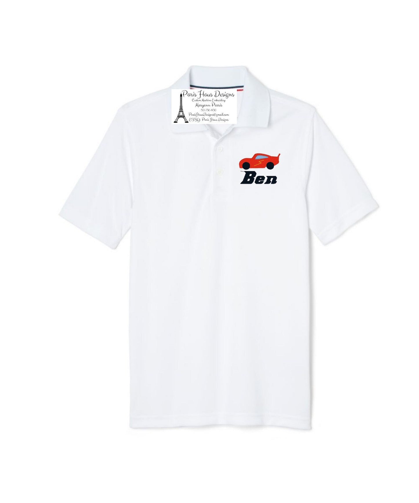 Boys Race Car and Monogram Polo Design
