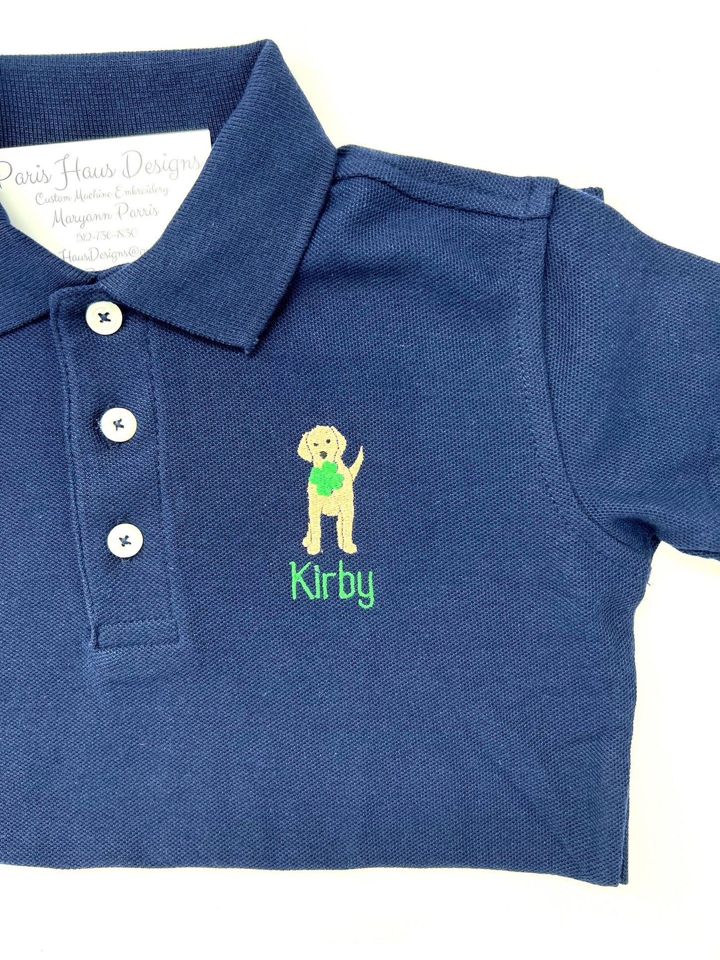 Boys Shamrock Dog Monogram Polo Design