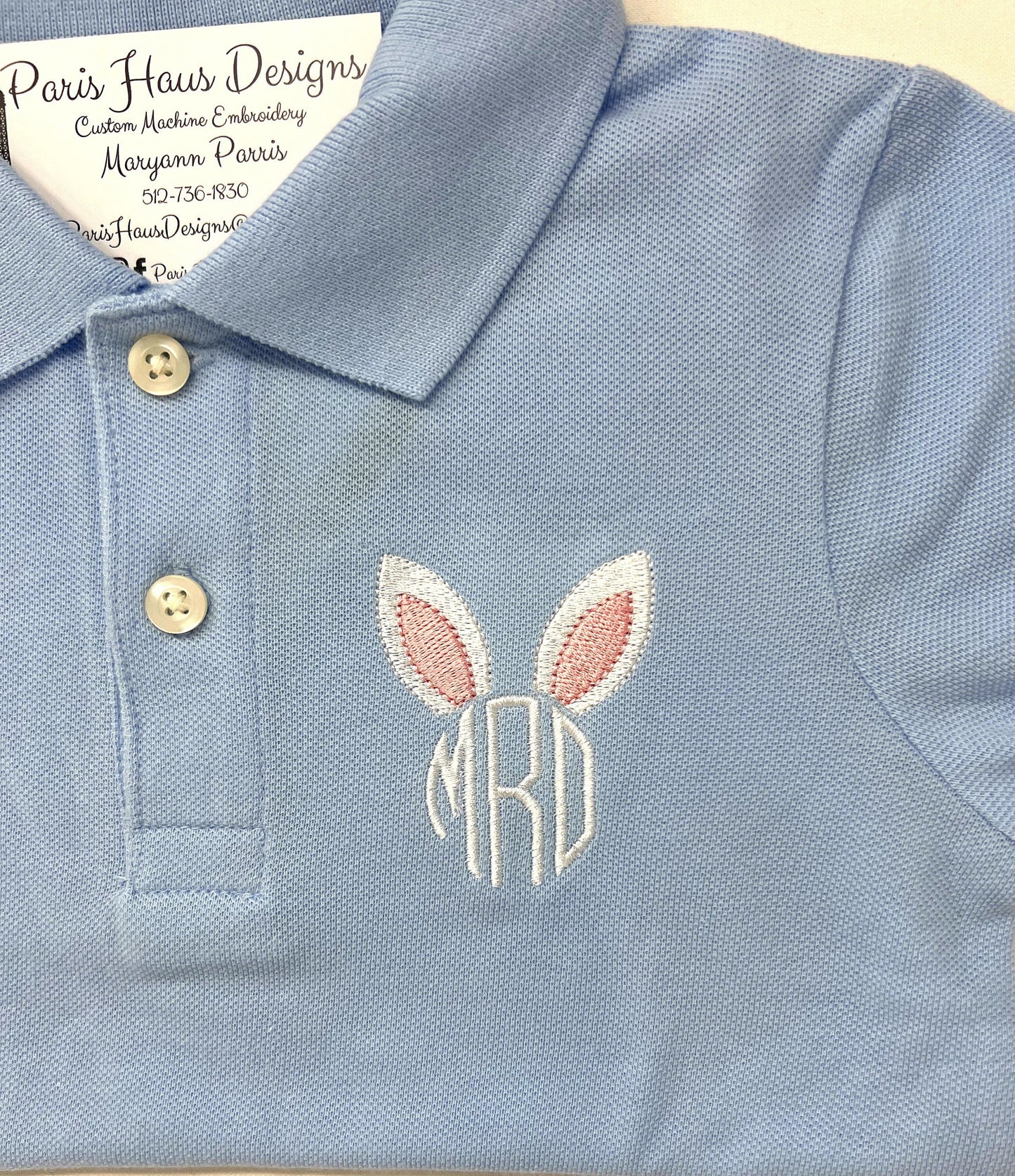 Boys Bunny Ears and Monogram Polo Design