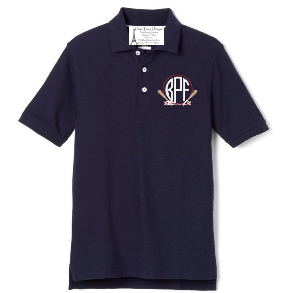 Boys Baseball Monogram Polo Design