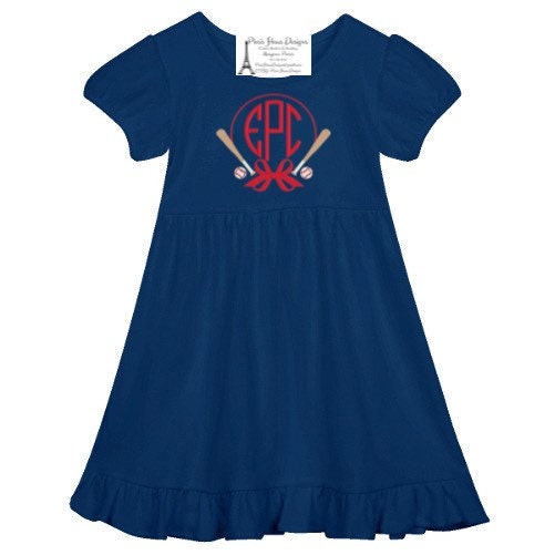 Girls Baseball Monogram Dress