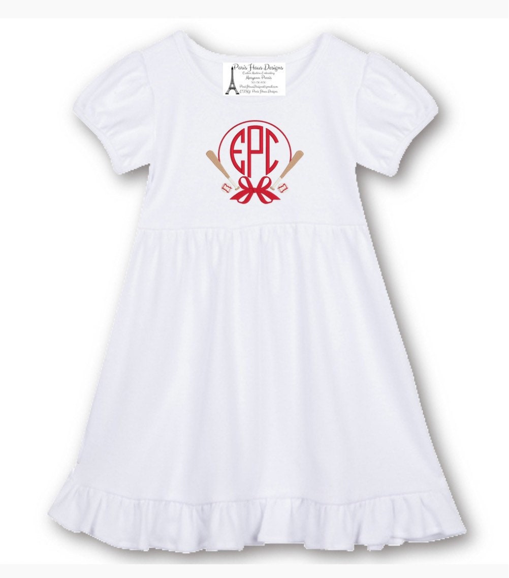 Girls Baseball Monogram Dress