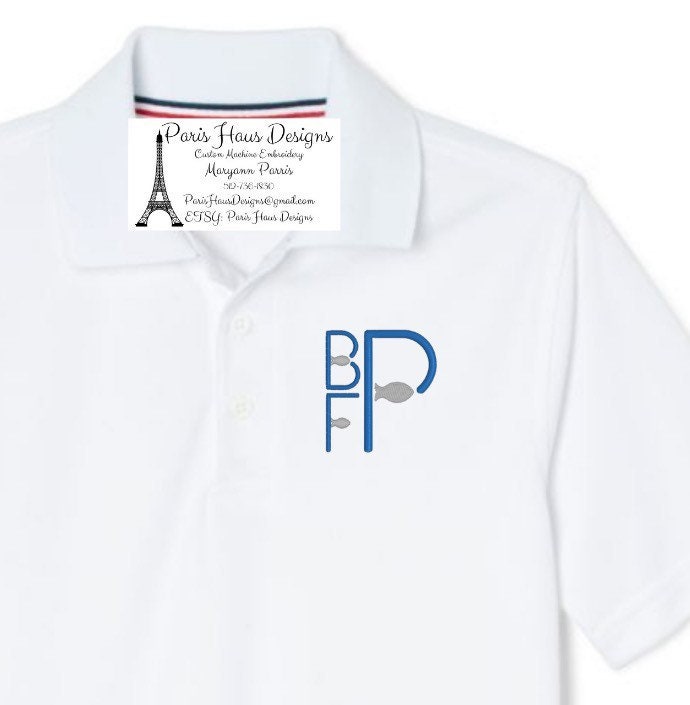 Boys Minnow Monogram Polo Design