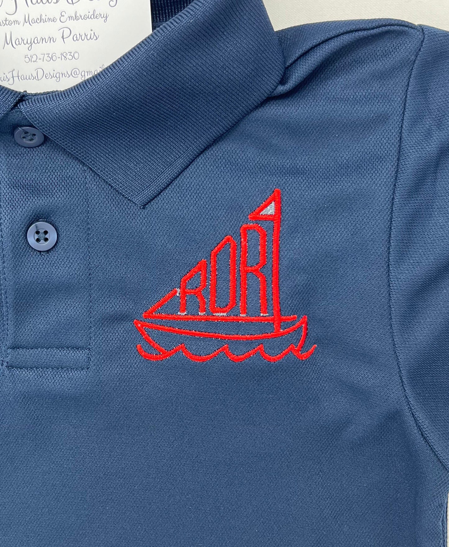 Boys Sailboat Monogram Polo Design