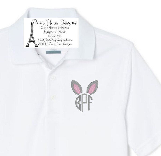 Boys Bunny Ears and Monogram Polo Design