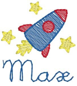 Boys Rocket Ship and Stars Monogram Polo Design