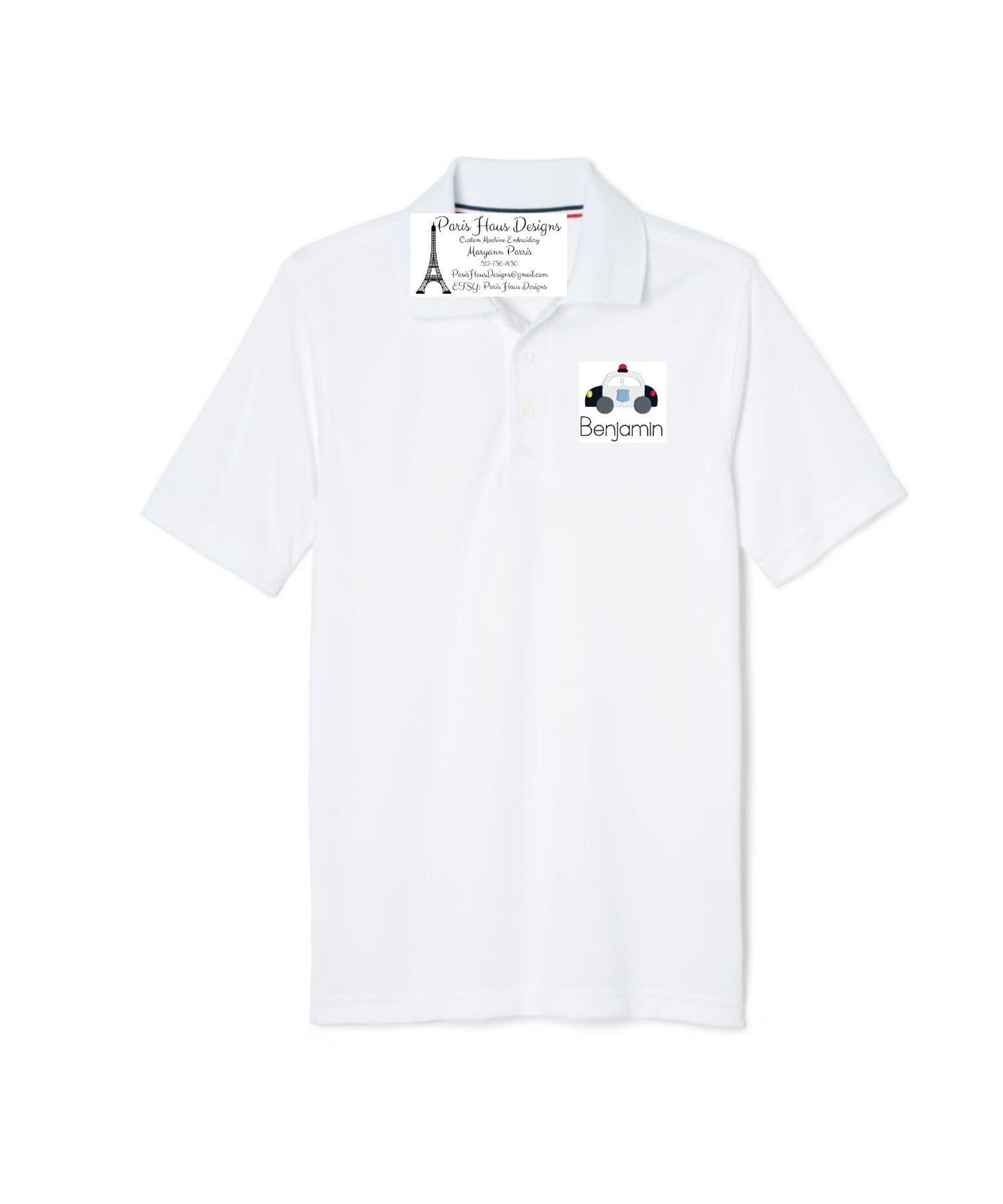 Boys Police Car and Monogram Polo Design