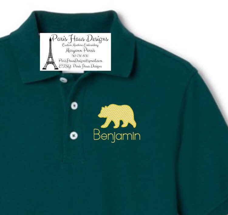 Boys Bear and Monogram Polo Design
