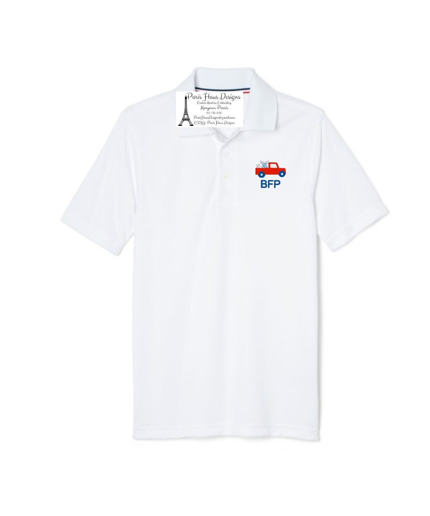 Boys Firecracker Truck and Monogram Polo Design