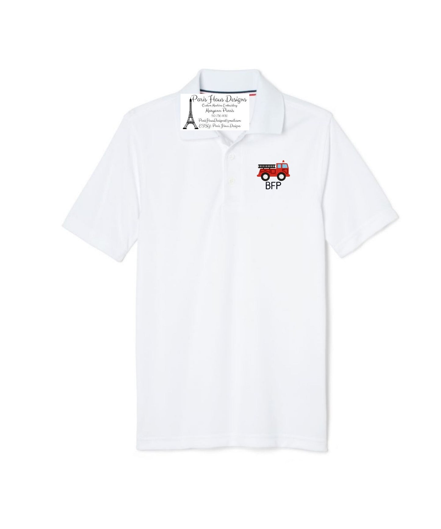 Boys Firetruck Monogram Polo Design