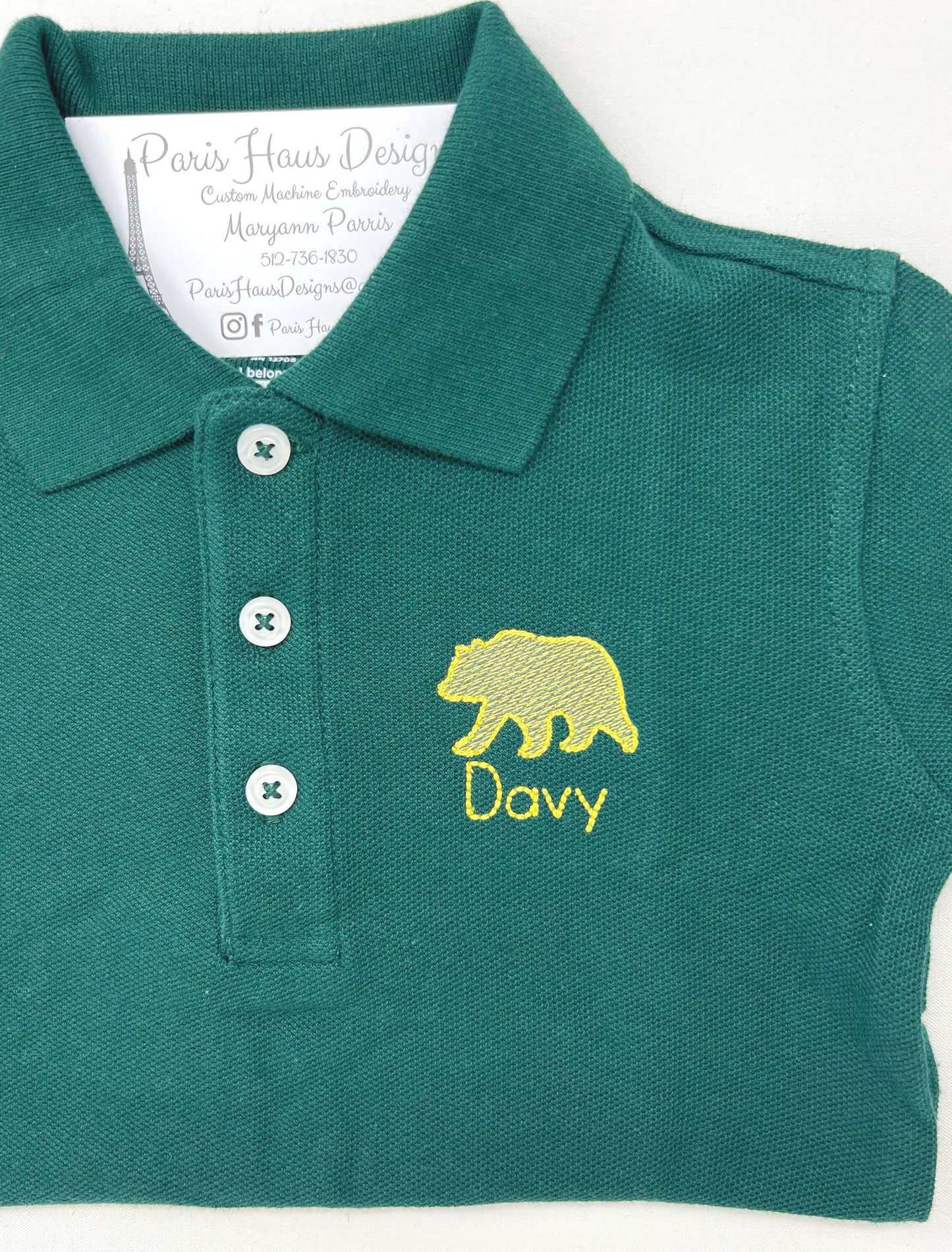 Boys Bear and Monogram Polo Design
