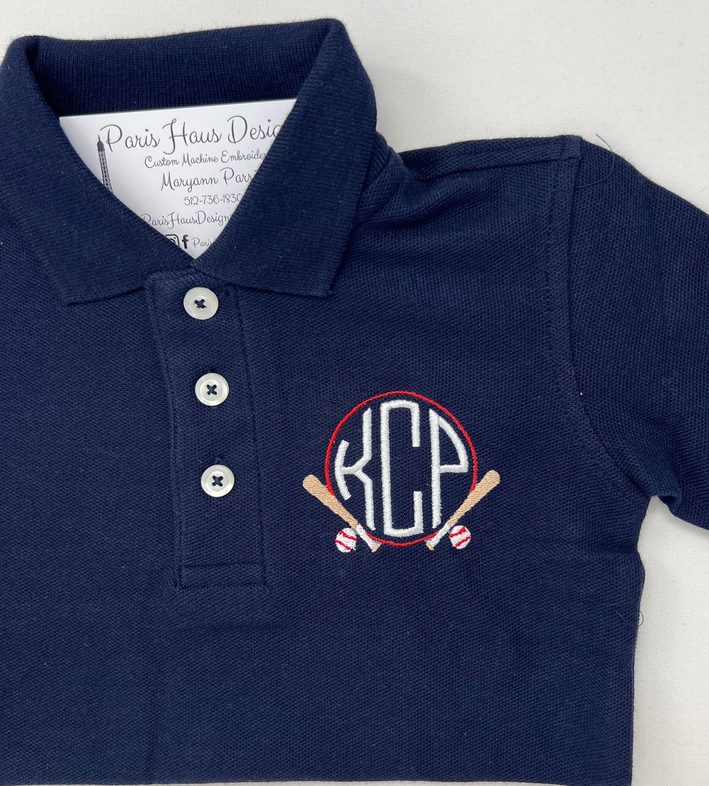 Boys Baseball Monogram Polo Design