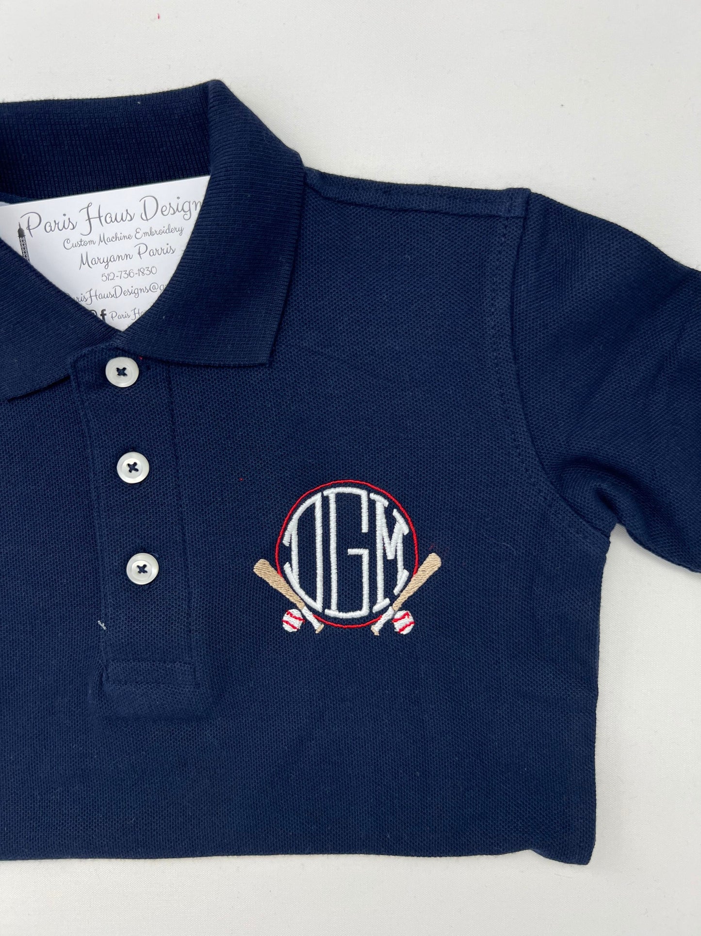 Boys Baseball Monogram Polo Design