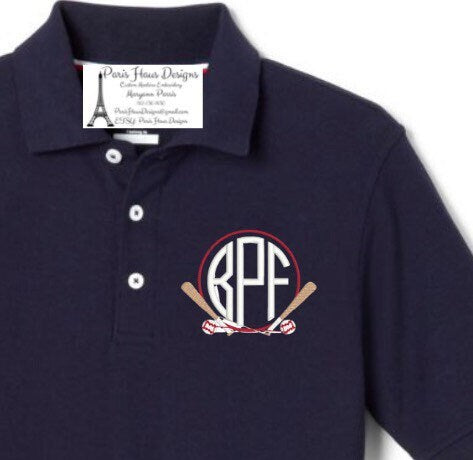 Boys Baseball Monogram Polo Design