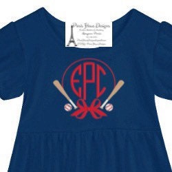 Girls Baseball Monogram Dress