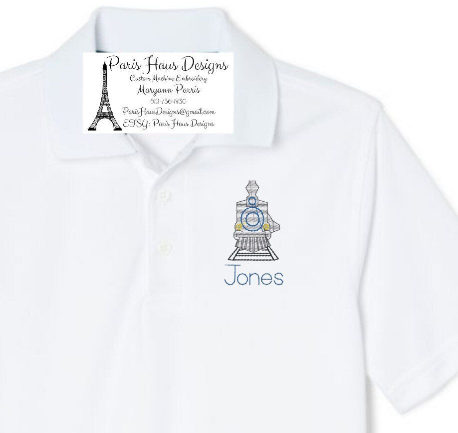 Boys Train Monogram Polo Design