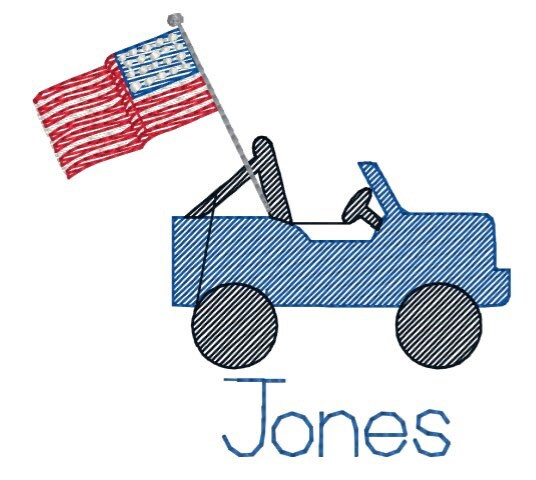 Boys Flag Jeep Monogram Polo Design