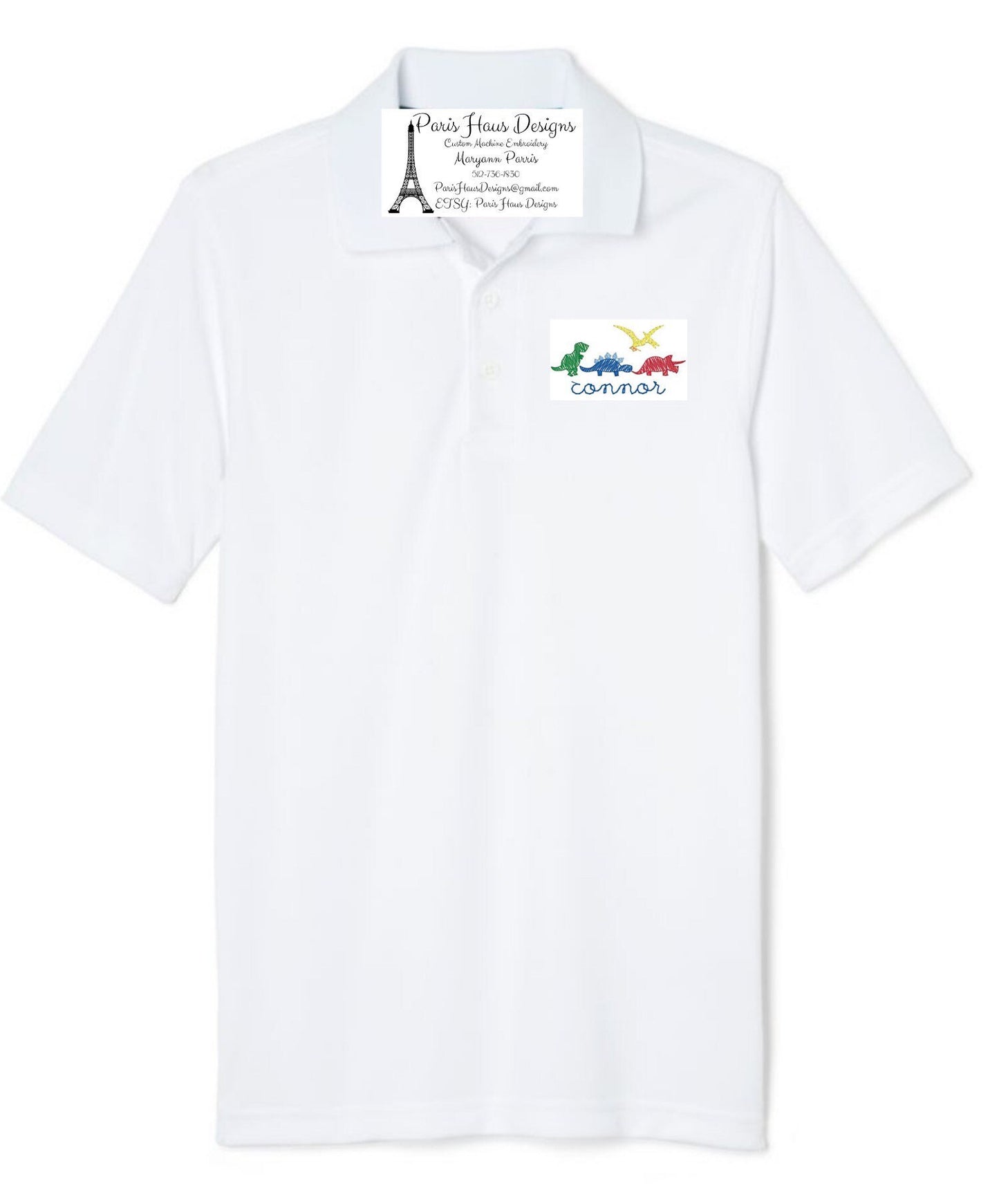 Boys Dinosaur Monogram Polo Design