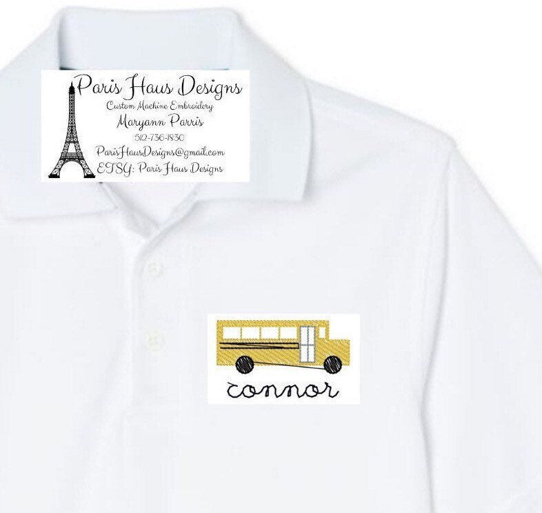 Boys School Bus Monogram Polo Design