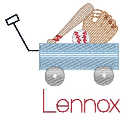 Boys Baseball Wagon Monogram Polo Design