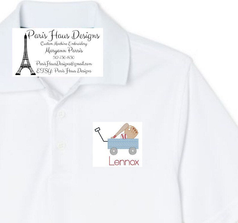 Boys Baseball Wagon Monogram Polo Design