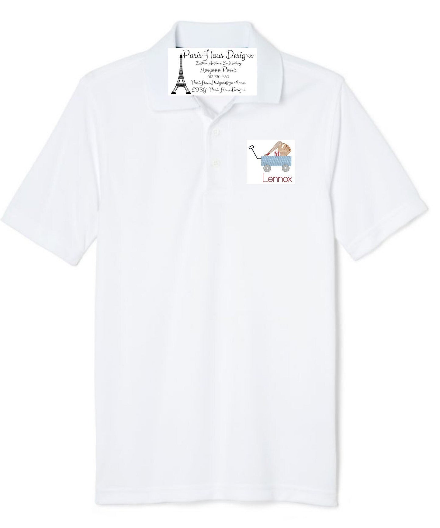 Boys Baseball Wagon Monogram Polo Design