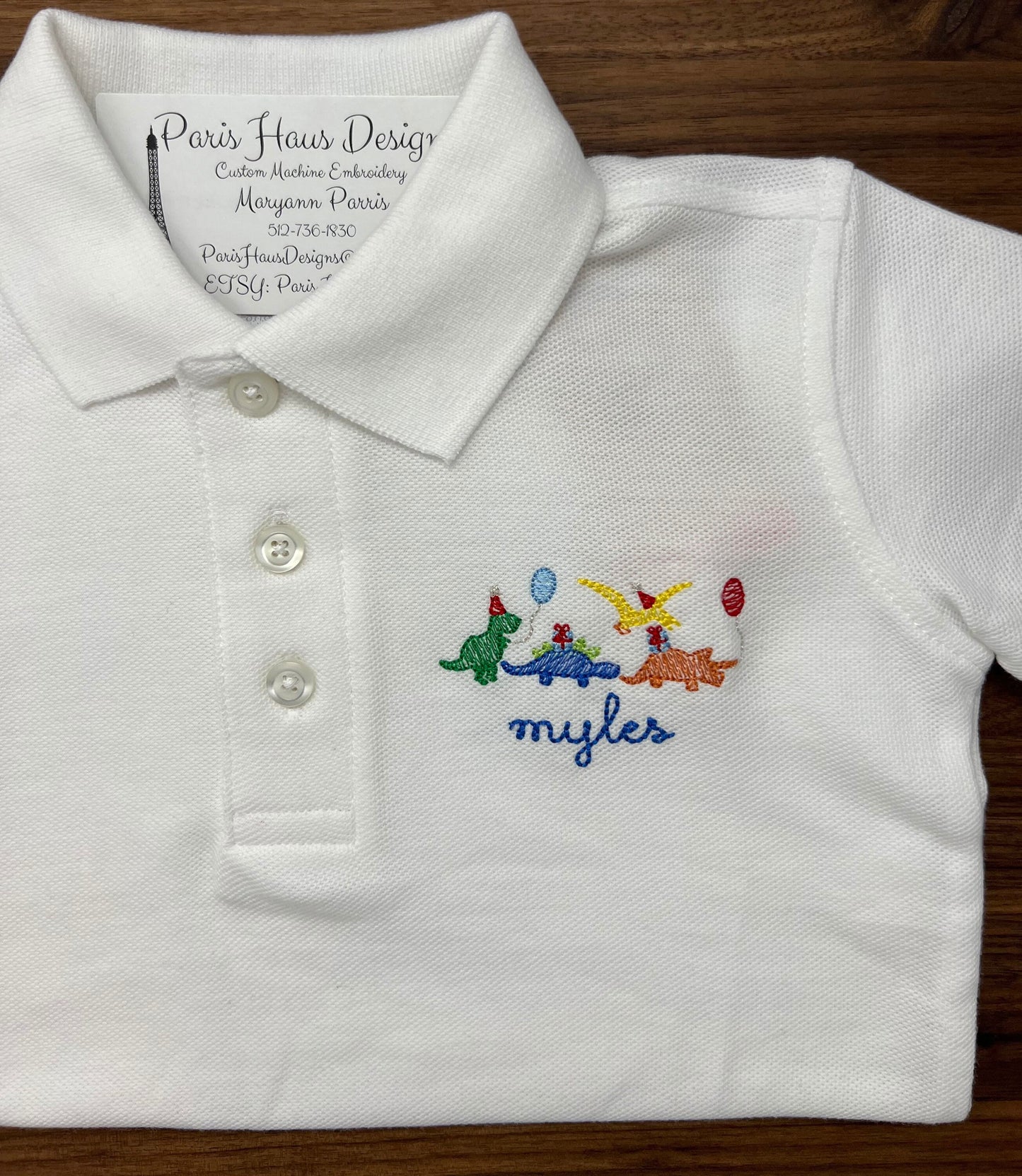 Boys Birthday Dinosaur Monogram Polo Design