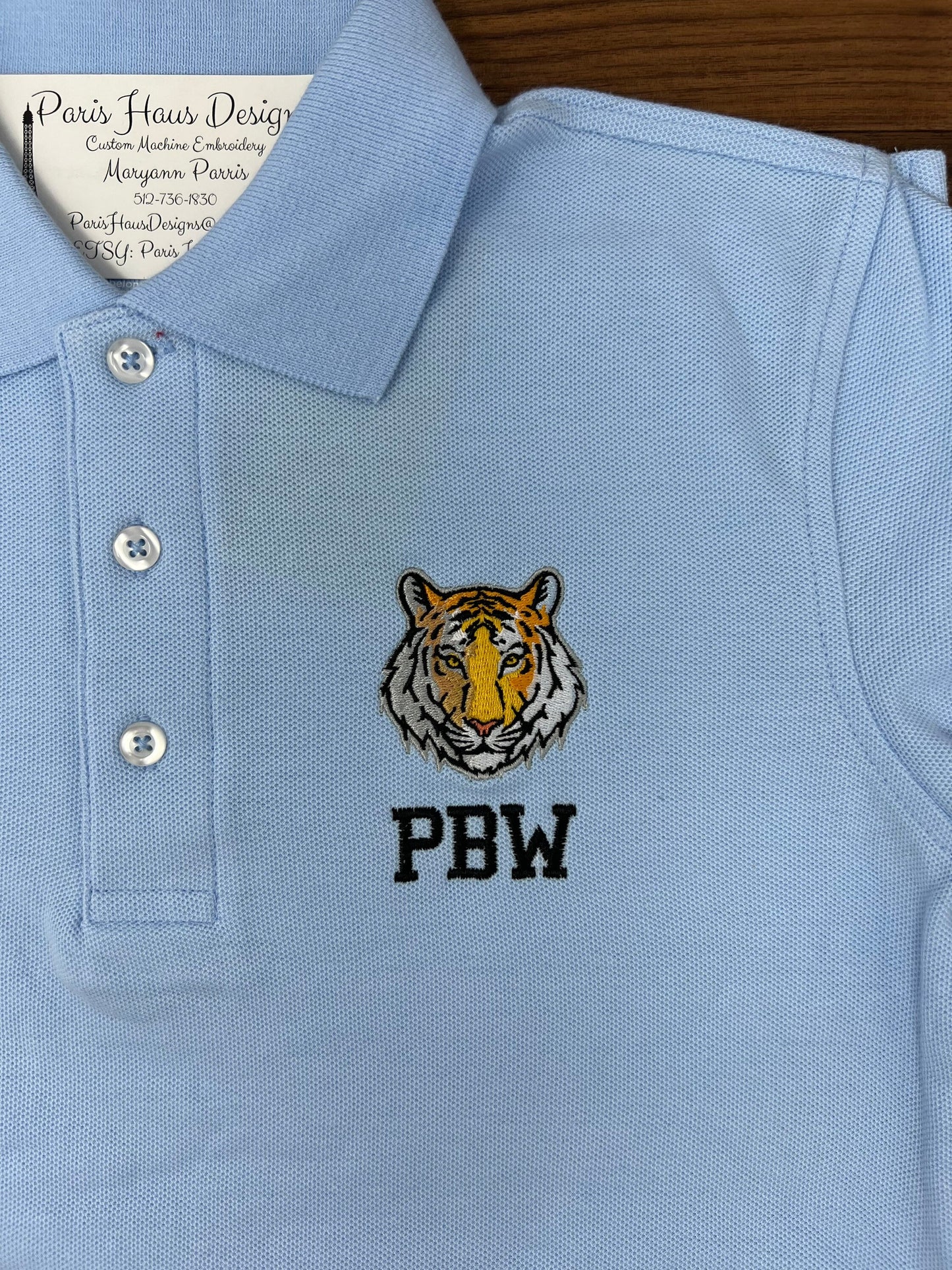 Boys Tiger Monogram Polo Design