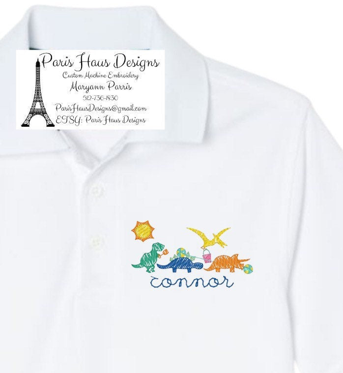 Boys Beach Dino Monogram Polo Design