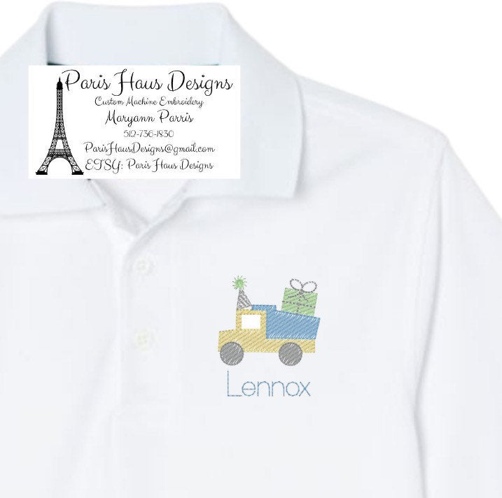 Boys Birthday Dump Truck Monogram Polo Design