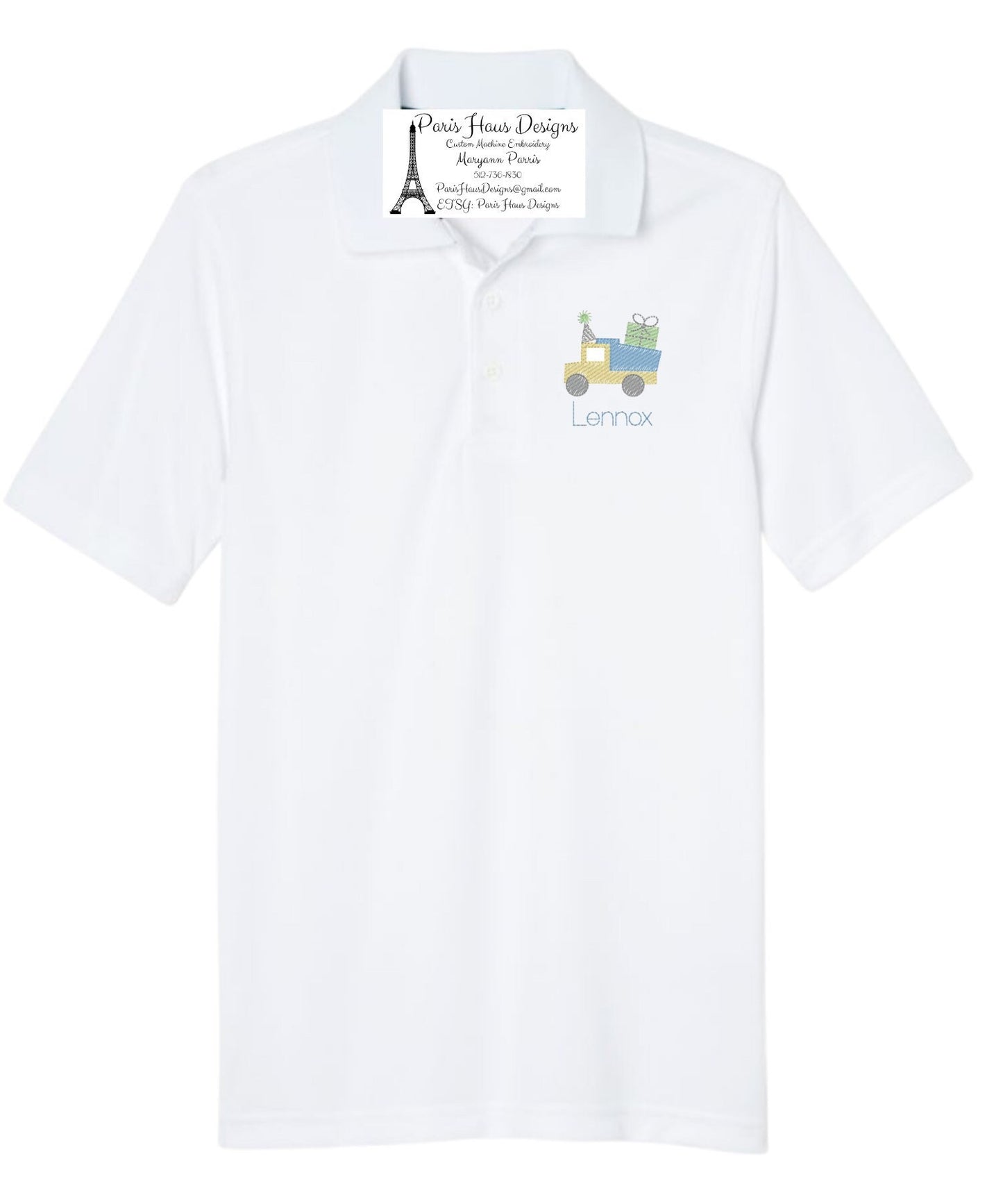 Boys Birthday Dump Truck Monogram Polo Design