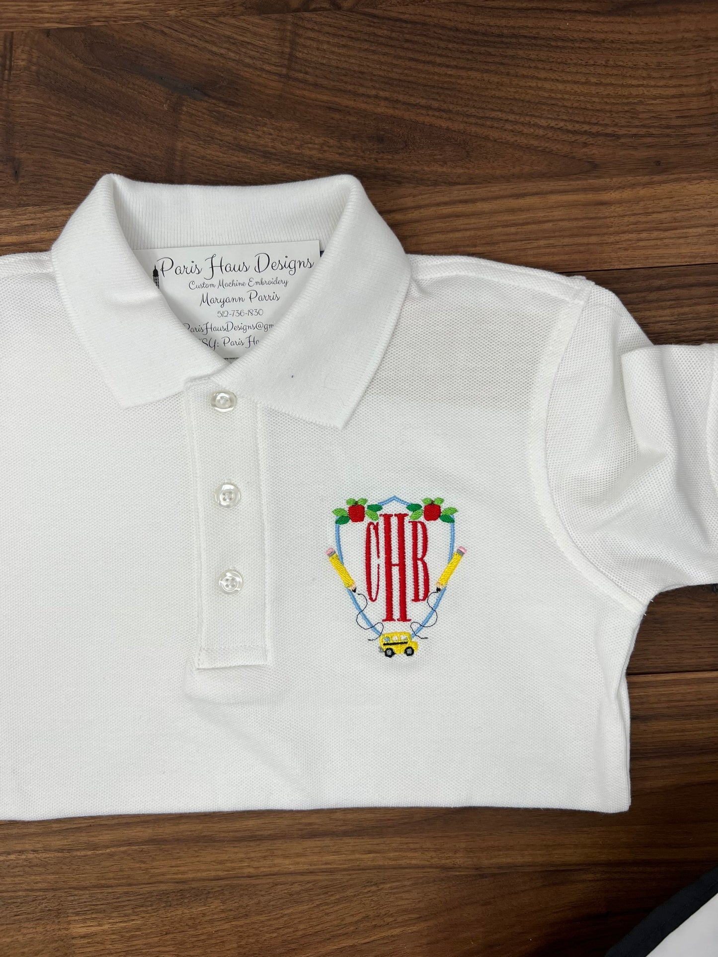 Boys School Crest Monogram Polo Design