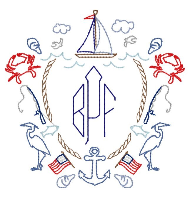 Boys Nautical Crest Monogram Polo Design