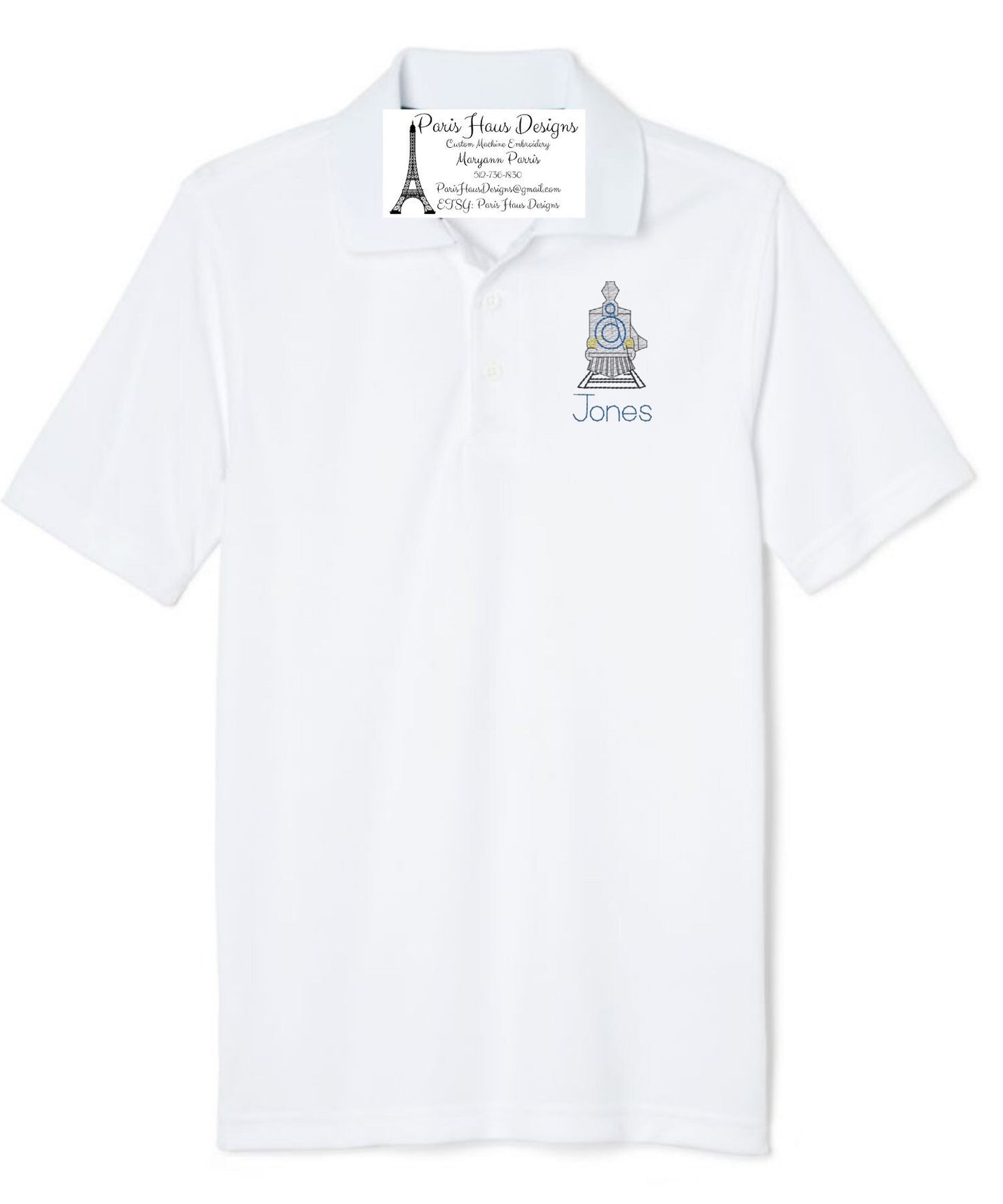 Boys Train Monogram Polo Design